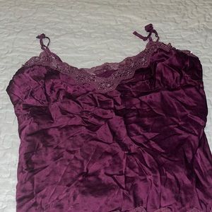 burgundy silk camisole slip